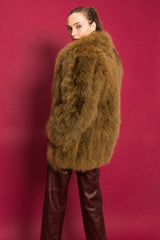 Vintage Moss Marabou Feather Coat on Model @ Recess LA