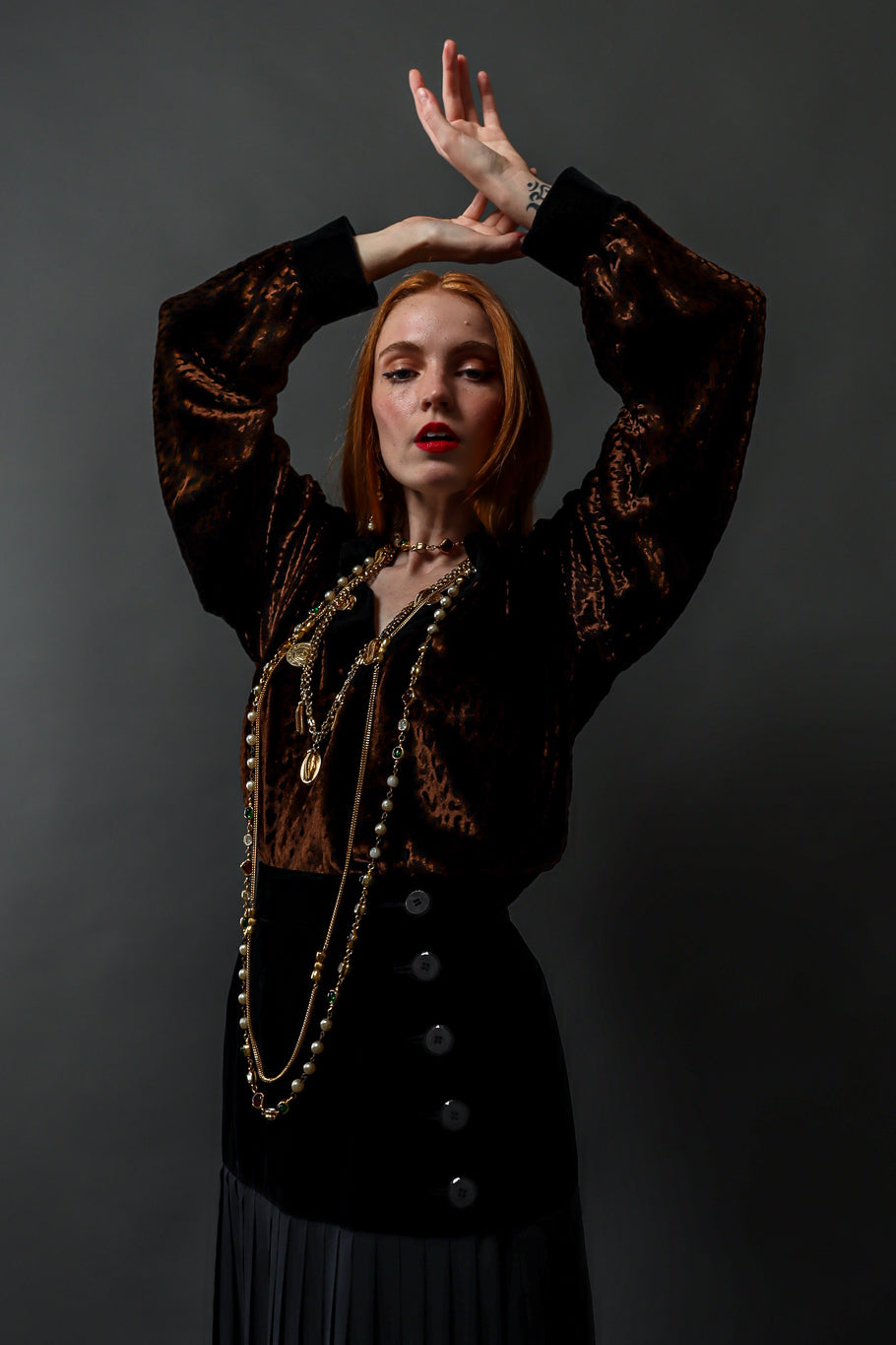 Vintage Saint Laurent Velvet Cheetah Burnout Top on model Emily @ Recess Los Angeles