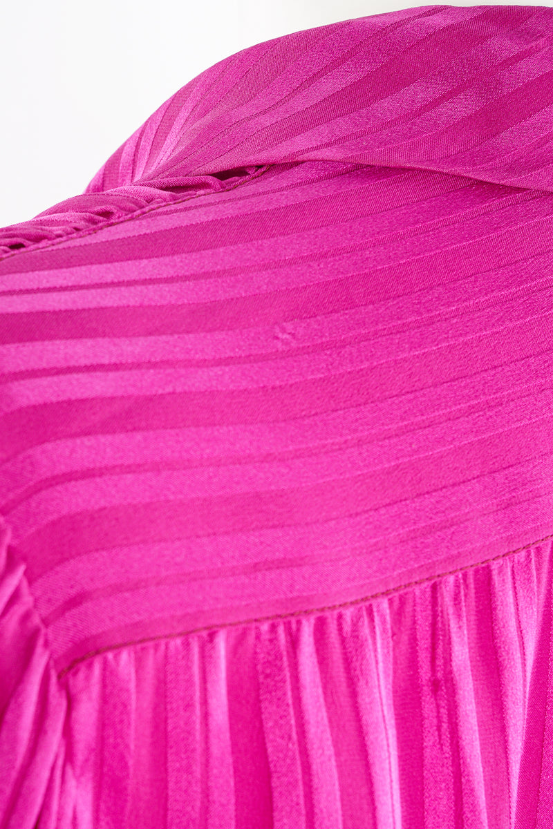 Vintage YSL Yves Saint Laurent Fuchsia Striped Chelsea Bow Blouse scratches at Recess LA