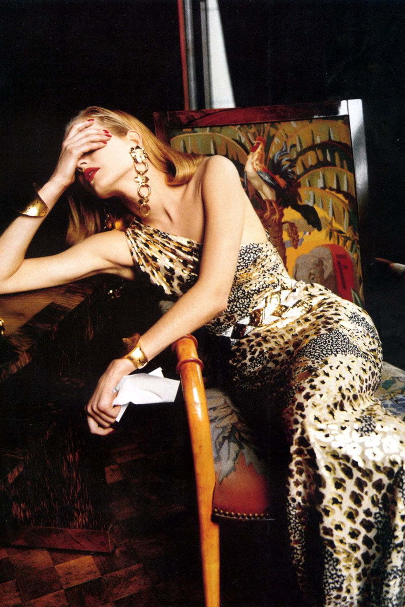 YSL Yves Saint Laurent AW 1992 Leopard Lamé One-Shoulder Dress