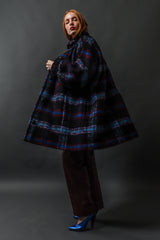 Vintage Saint Laurent Plaid Wool Coat on model Emily @ Recess Los Angeles