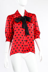 Yves Saint Laurent polka dot silk blouse on mannequin @recessla