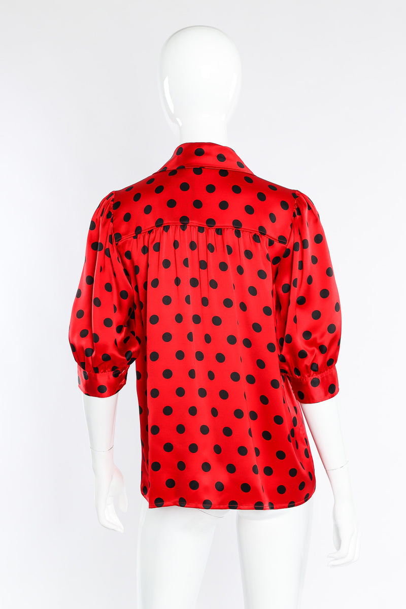 Yves Saint Laurent polka dot silk blouse on mannequin @recessla