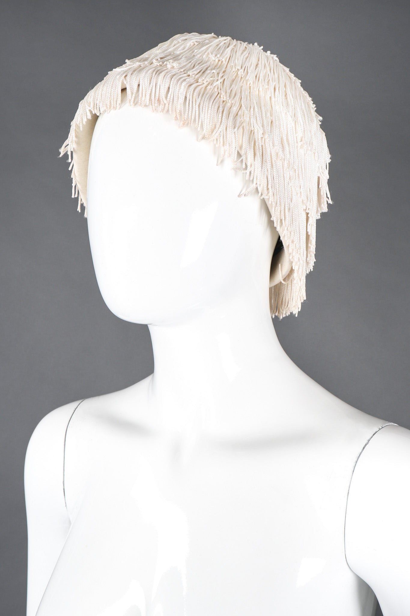 Recess Los Angeles Vintage YSL Yves Saint Laurent Fringed Cloche Casque Bridal Wedding Hat