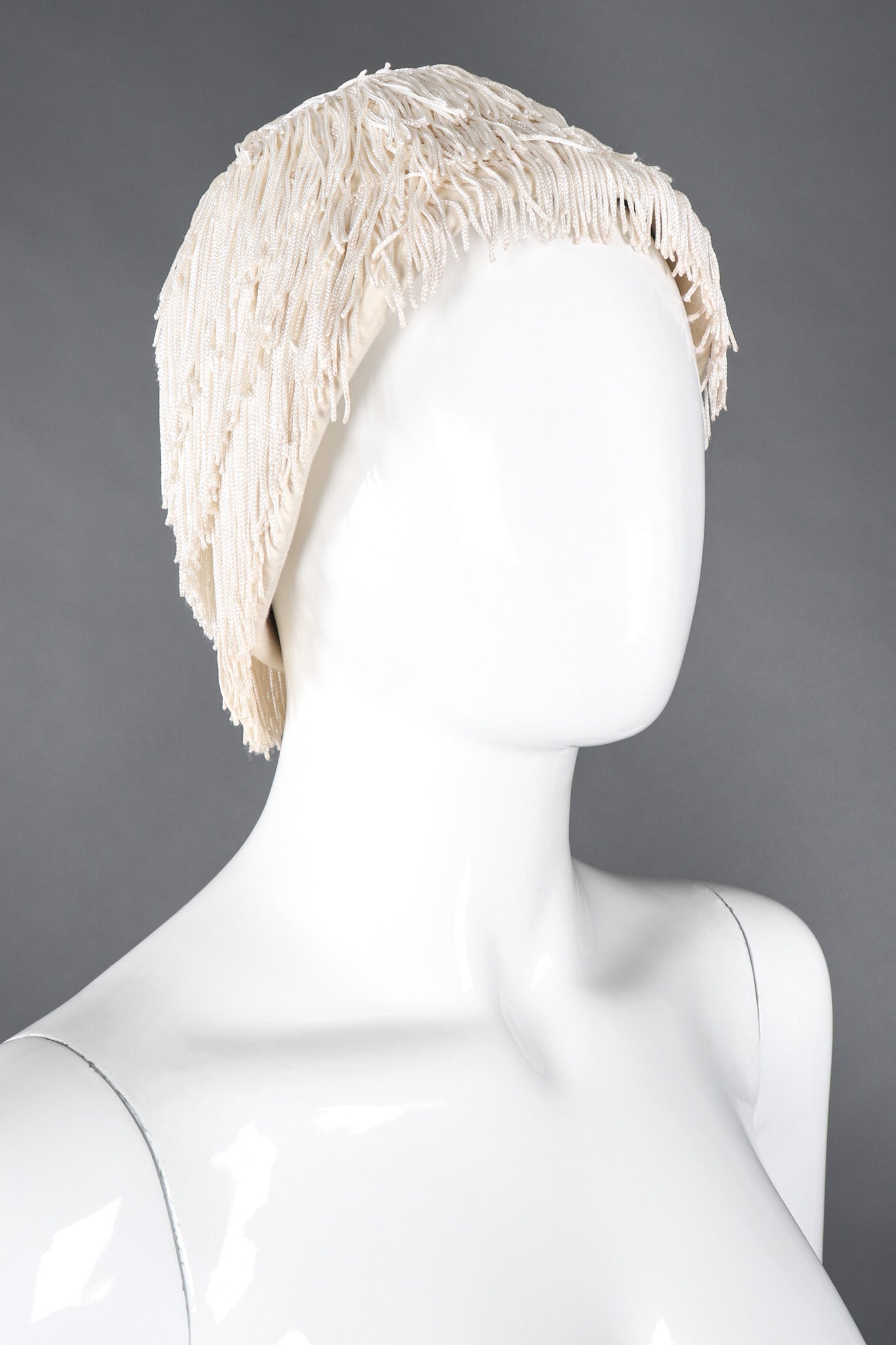 Recess Los Angeles Vintage YSL Yves Saint Laurent Fringed Cloche Casque Bridal Wedding Hat