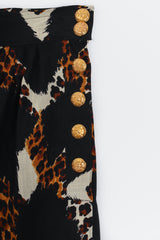 Vintage Yves Saint Laurent YSL Cropped Wide Leg Animal Safari Pant buttons at Recess LA