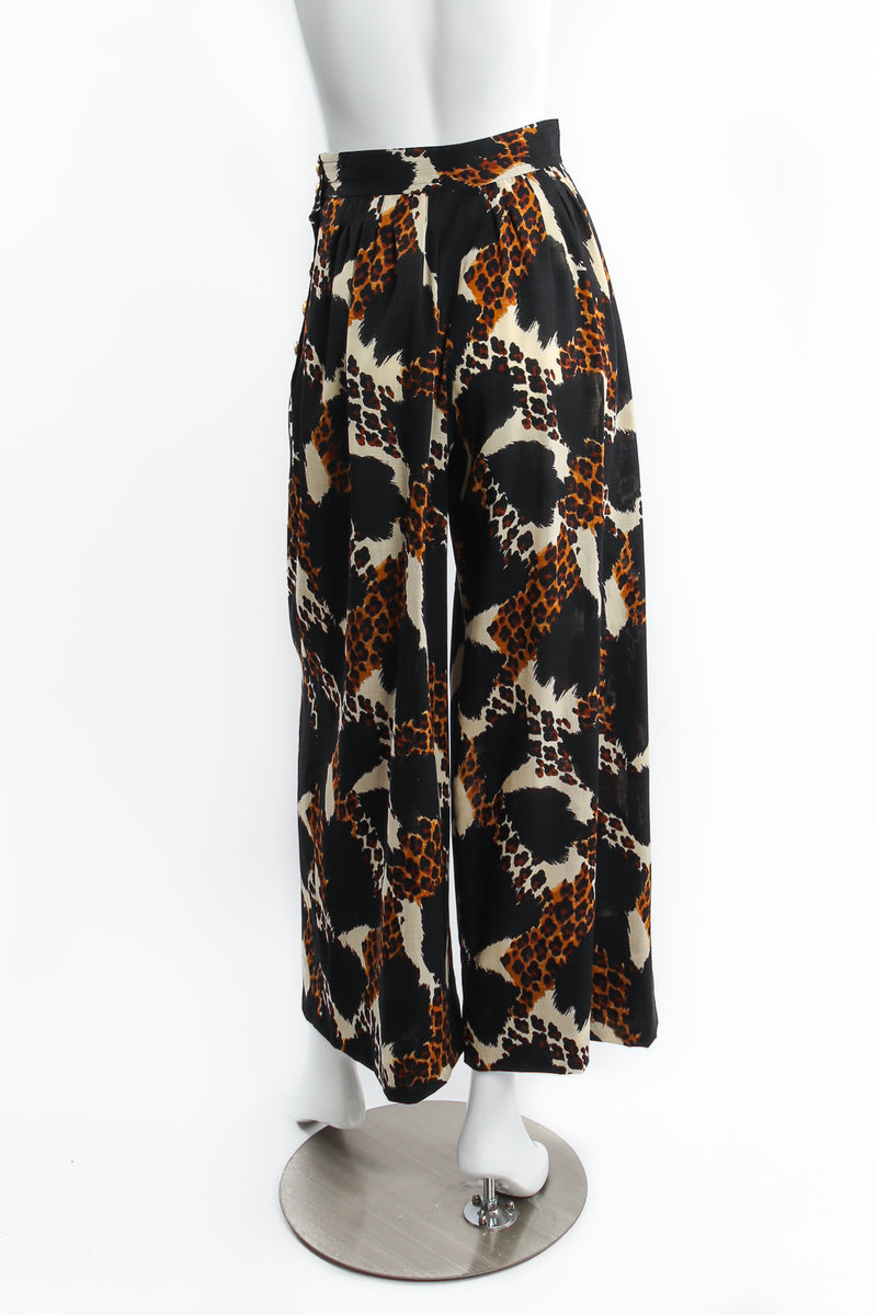 Vintage Yves Saint Laurent YSL Cropped Wide Leg Animal Safari Pant on Mannequin back at Recess LA