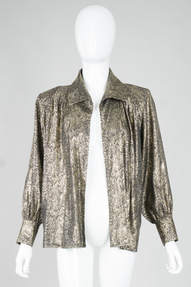 YSL Yves Saint Laurent Disco Snake Print Lamé Blouse & Skirt Set