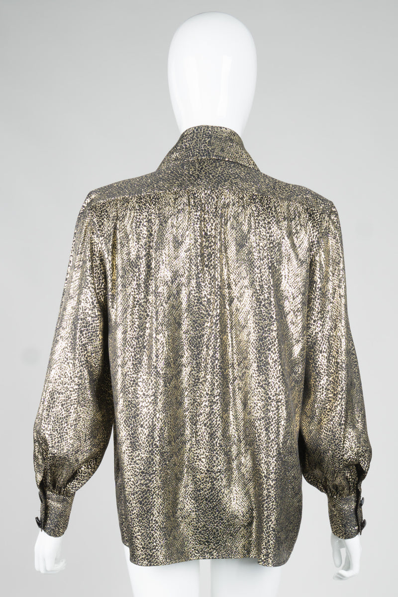 YSL Yves Saint Laurent Disco Snake Print Lamé Blouse & Skirt Set