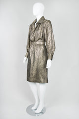 YSL Yves Saint Laurent Disco Snake Print Lamé Blouse & Skirt Set