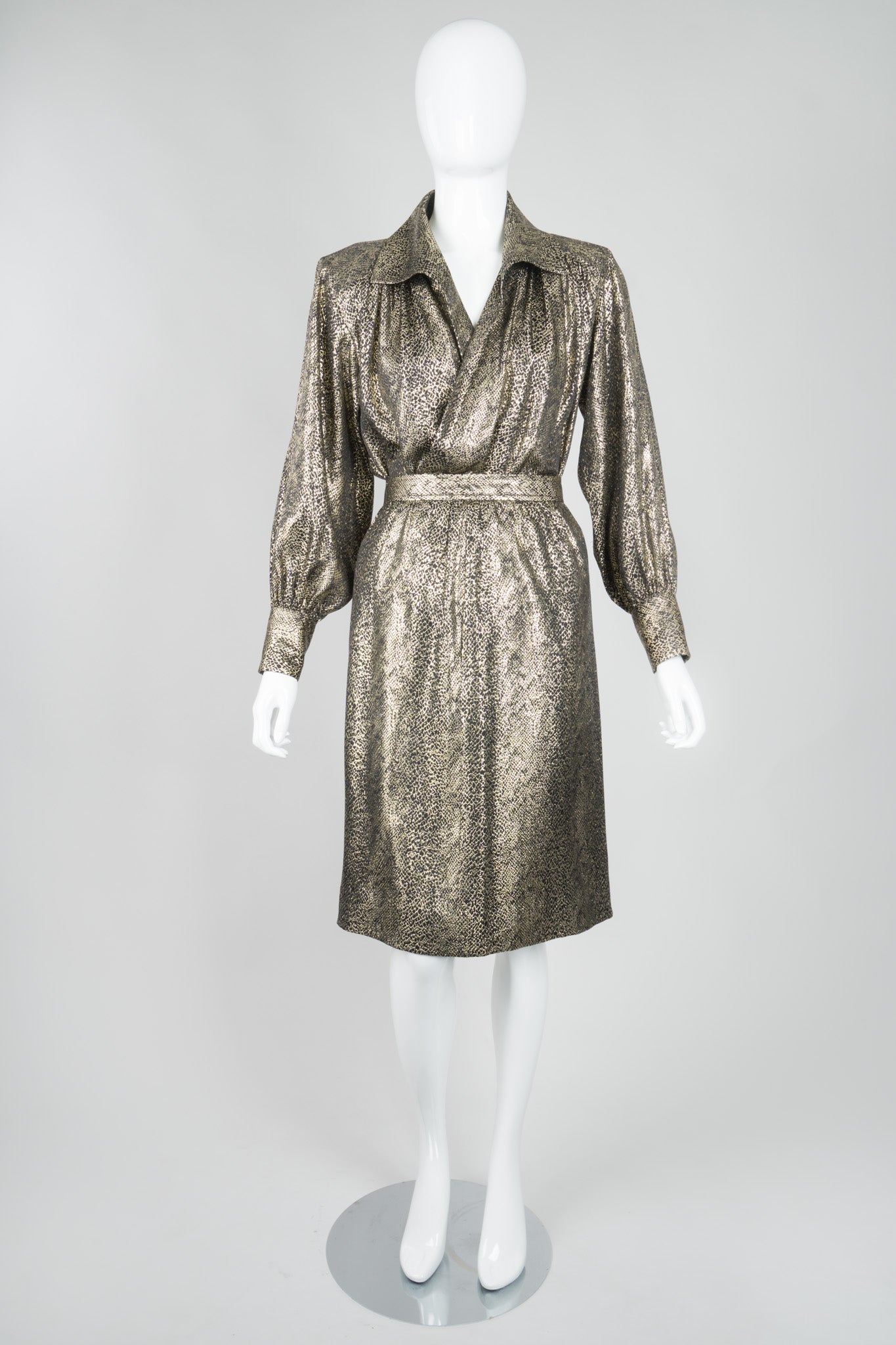 YSL Yves Saint Laurent Disco Snake Print Lamé Blouse & Skirt Set