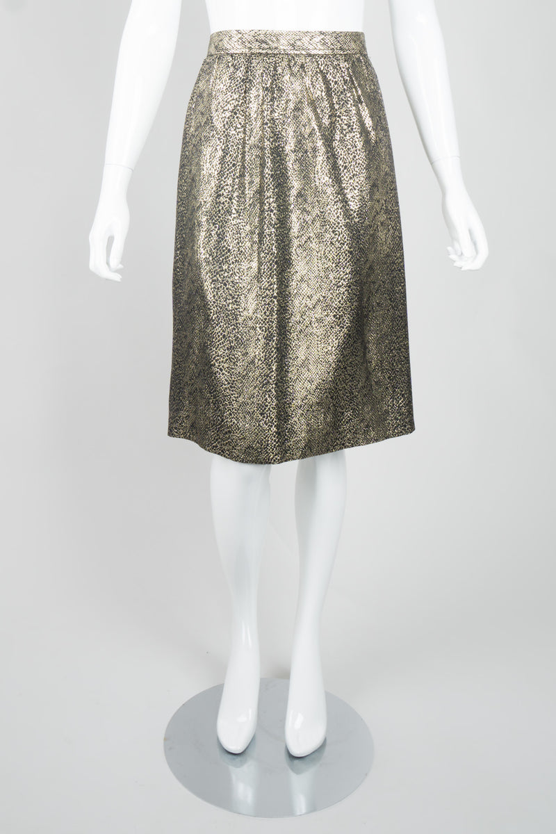 YSL Yves Saint Laurent Disco Snake Print Lamé Blouse & Skirt Set