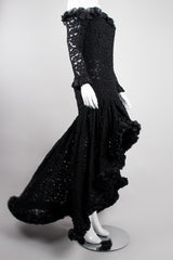 YSL Yves Saint Laurent Rive Gauche Sheer Lace Ruffle Hi-Lo Gown