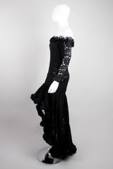 YSL Yves Saint Laurent Rive Gauche Sheer Lace Ruffle Hi-Lo Gown