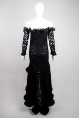 YSL Yves Saint Laurent Rive Gauche Sheer Lace Ruffle Hi-Lo Gown