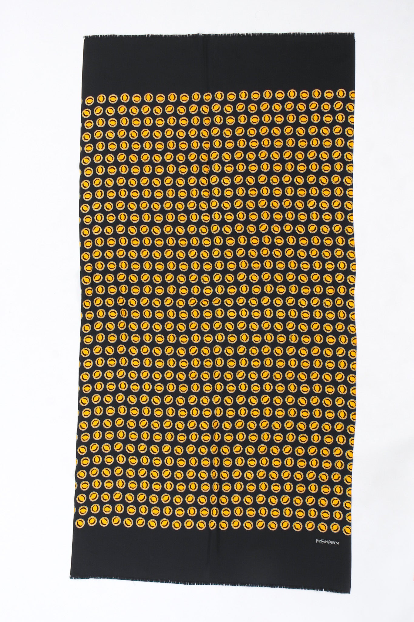 Vintage Yves Saint Laurent Abstract Polka Dot Silk Scarf flat front @ Recess LA