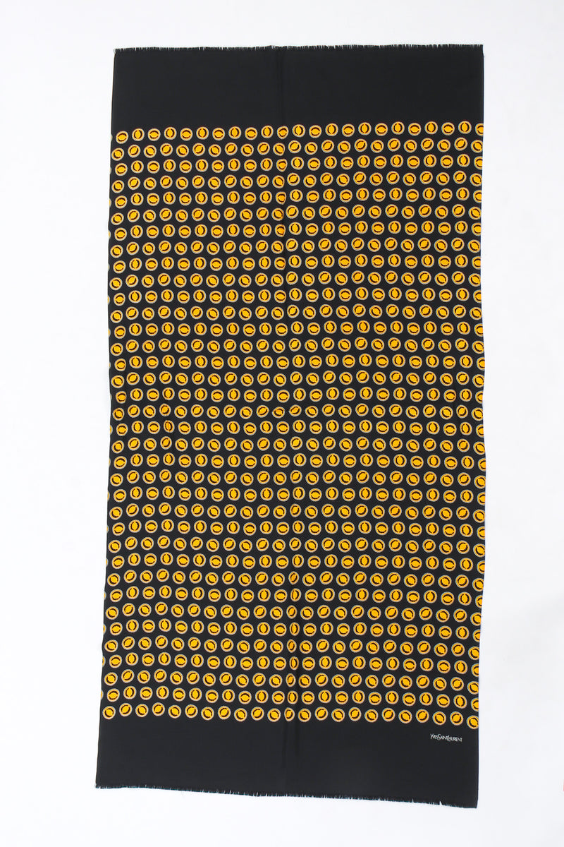 Vintage Yves Saint Laurent Abstract Polka Dot Silk Scarf flat front @ Recess LA