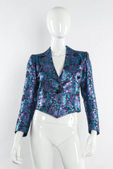 Vintage Saint Laurent 1980s Floral Brocade Metallic Jacket & Bag Set mannequin front @ Recess LA