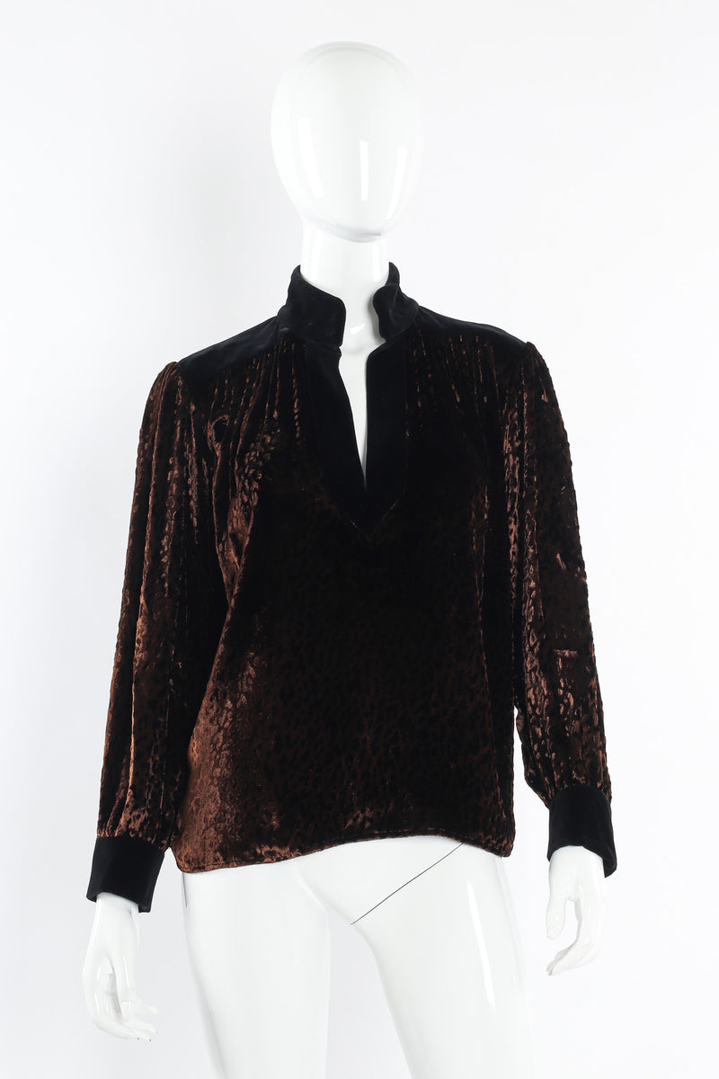 Vintage Saint Laurent Velvet Cheetah Burnout Top mannequin front @ Recess Los Angeles