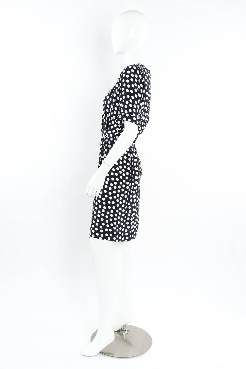 1980 Vintage YSL Polka Dot Pleat Dress mannequin side @ Recess LA