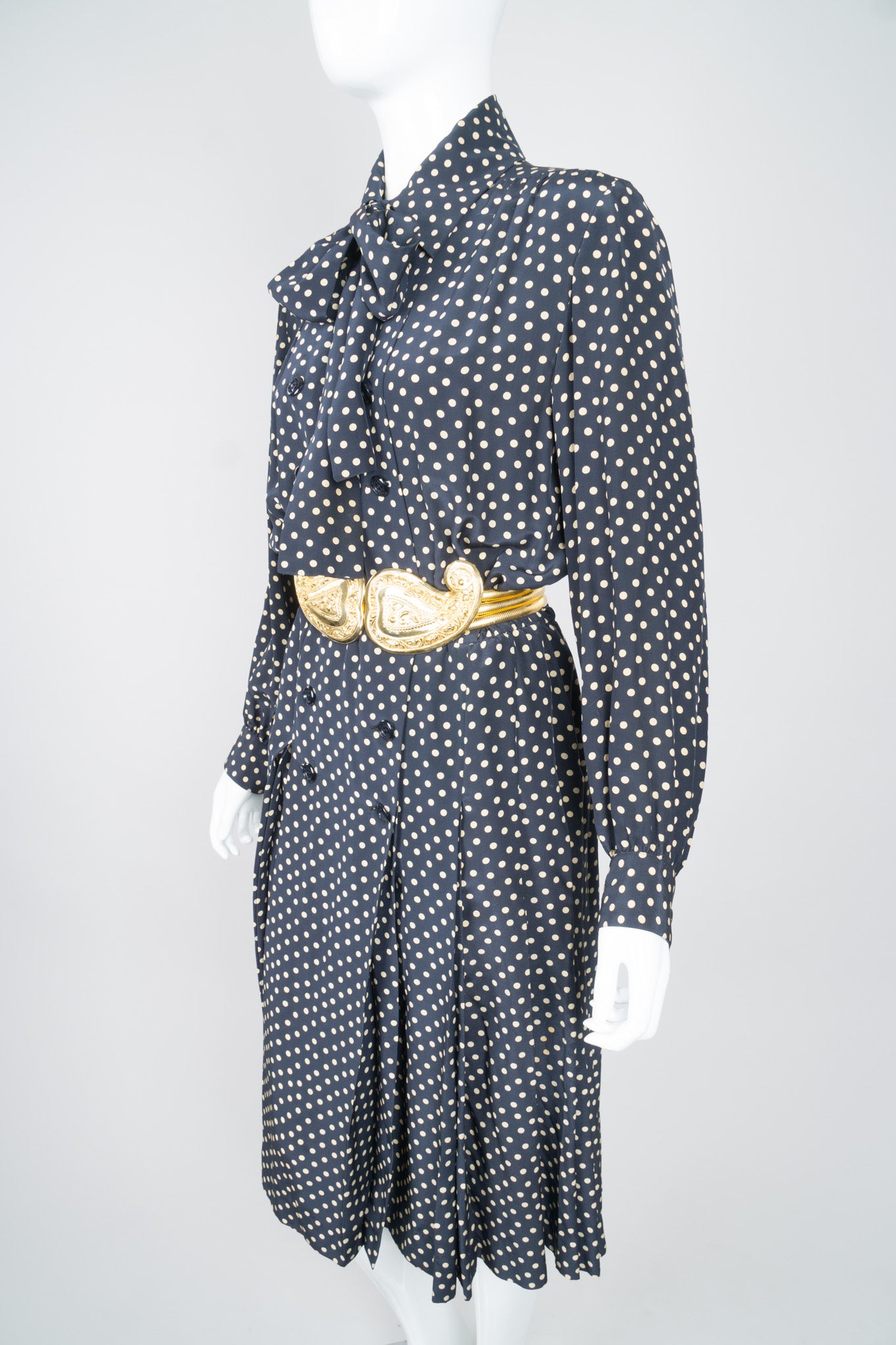 Yves Saint Laurent Silk Polka Dot Coat Dress