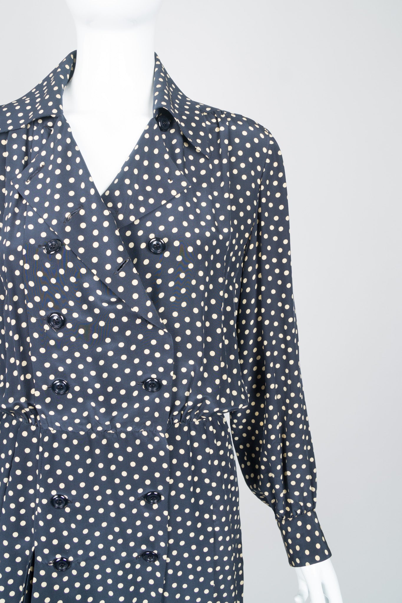 Yves Saint Laurent Silk Polka Dot Coat Dress