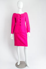 Vintage Yves Saint Laurent YSL Hot Neon Silk Jacket & Skirt Suit Set on mannequin front @ Recess LA