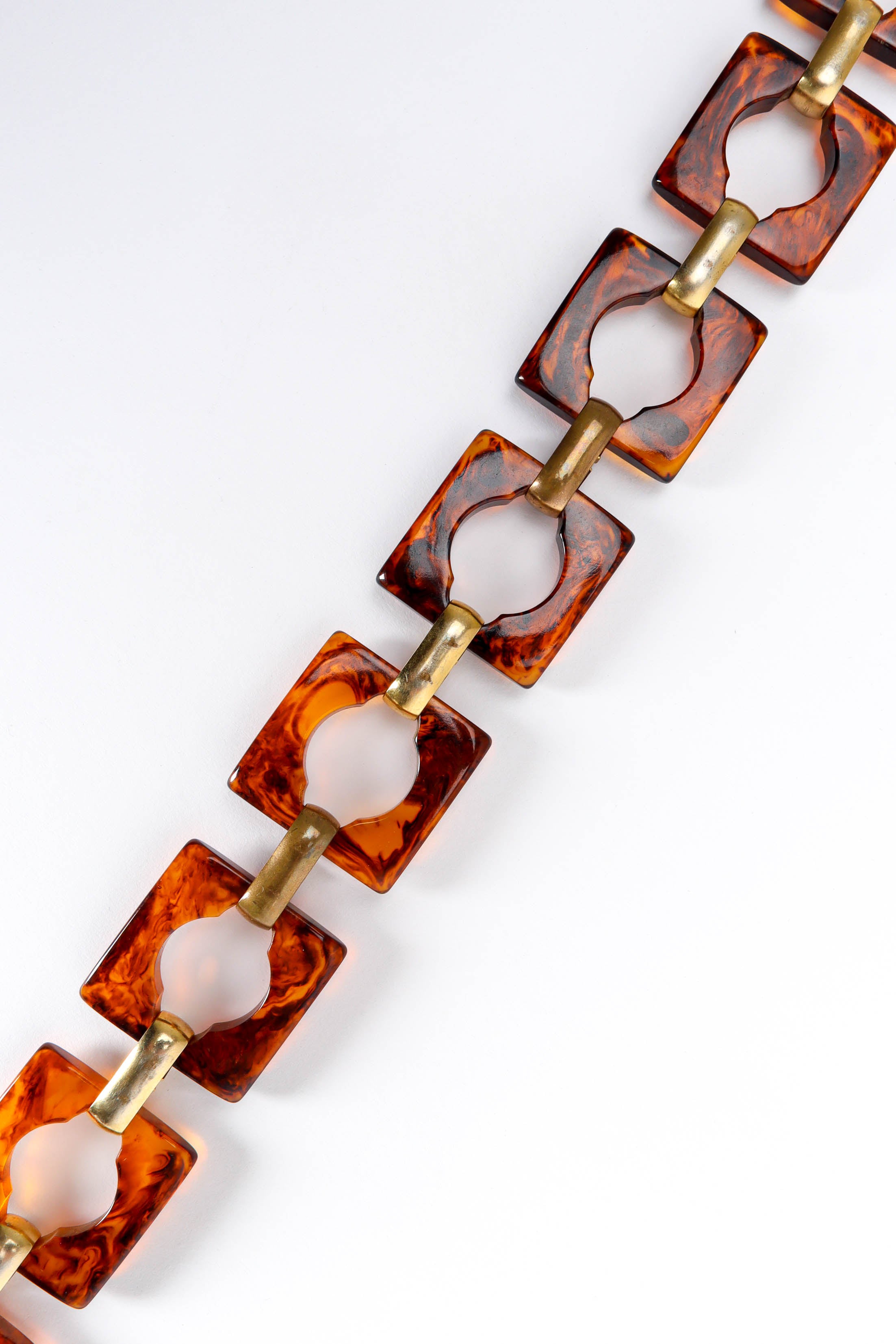 Vintage 1970 YSL Lucite Square Tortoise Belt close up rings @ Recess LA