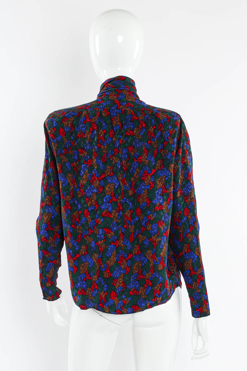 Vintage Saint Laurent Abstract Geo Mosaic Blouse mannequin back @ Recess Los Angeles