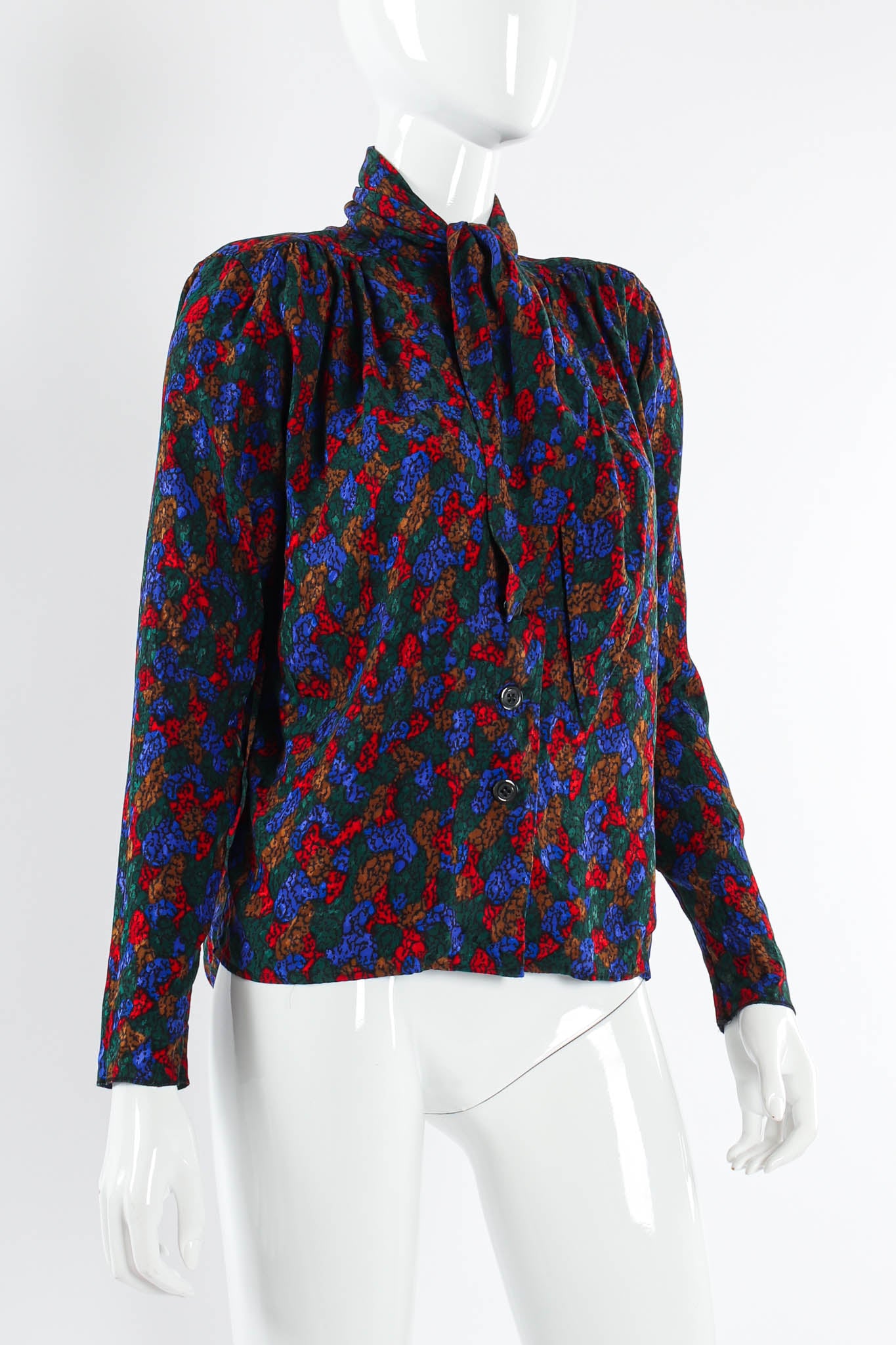 Vintage Saint Laurent Abstract Geo Mosaic Blouse mannequin angle @ Recess Los Angeles