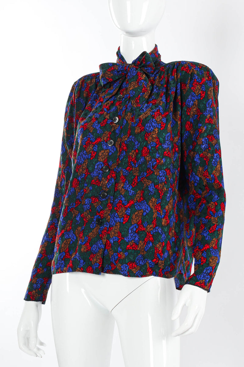 Vintage Saint Laurent Abstract Geo Mosaic Blouse mannequin angle @ Recess Los Angeles