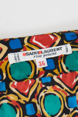 YSL Yves Saint Laurent Bejeweled Jewel Print Scarf Tie Dress