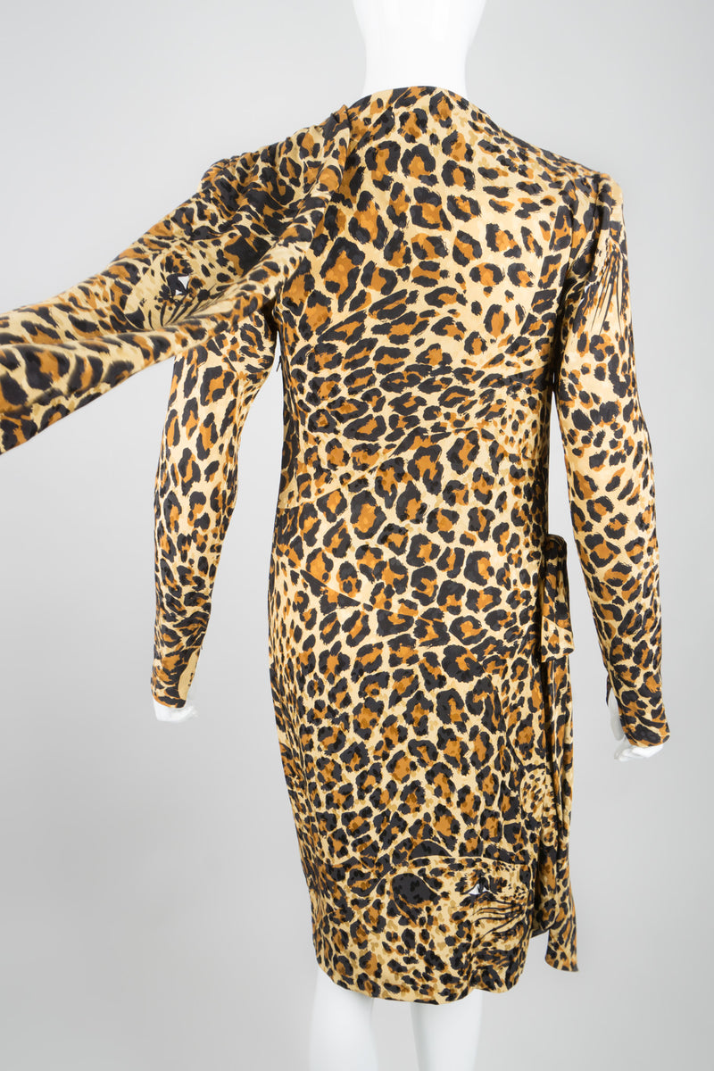 YSL Yves Saint Laurent Silk Leopard Scarf Wrap Dress