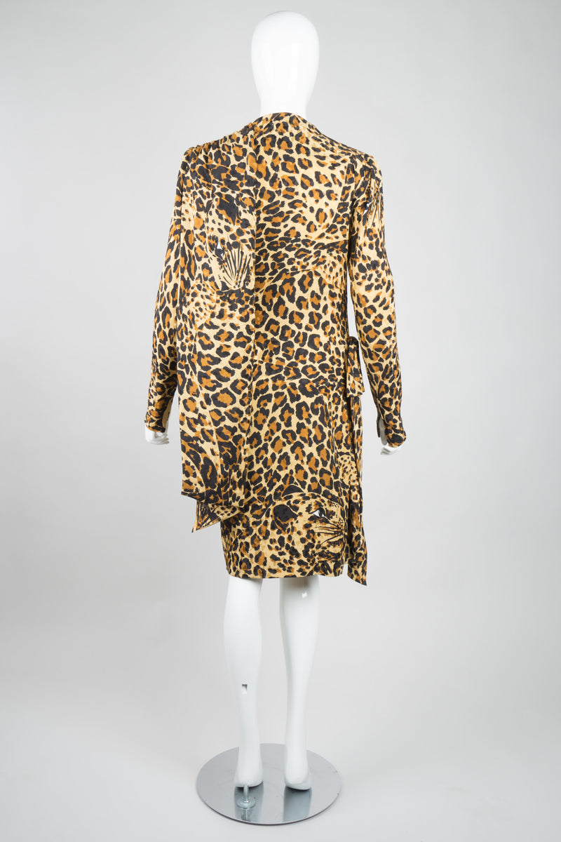 YSL Yves Saint Laurent Silk Leopard Scarf Wrap Dress