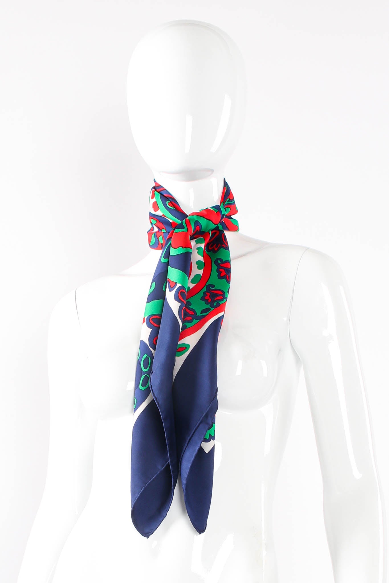 Vintage Yves Saint Laurent YSL Floral Paisley Scarf on mannequin at Recess Los Angeles