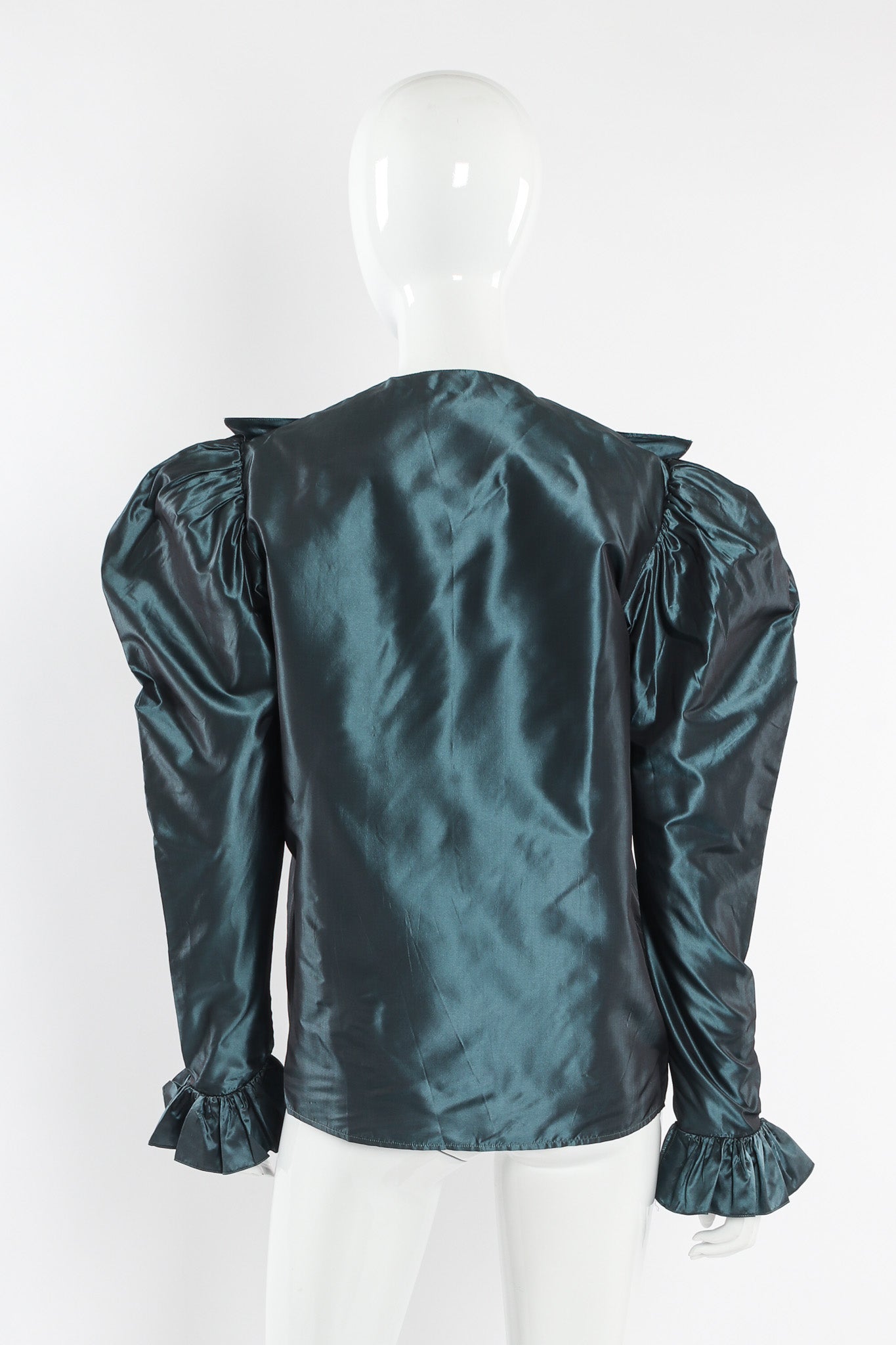 Vintage Saint Laurent Victorian Silk Ruffle Blouse mannequin back @ Recess Los Angeles