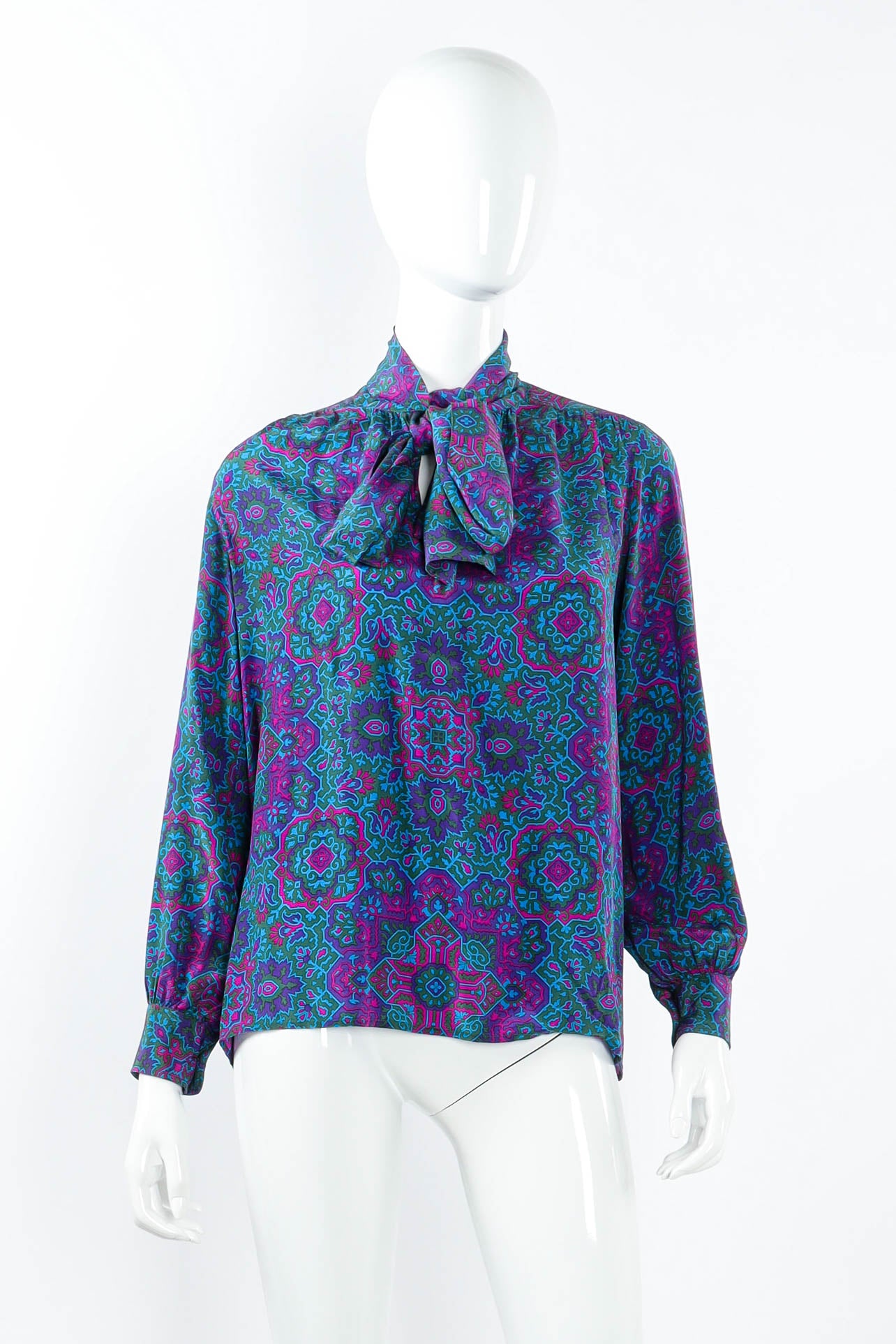 Paisley Neck Tie Blouse