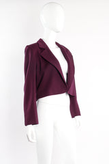 Vintage Yves Saint Laurent YSL Cropped Plum Double Knit Jacket on Mannequin angle at Recess LA