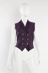 Vintage 90s Yves Saint Laurent Geo Checker Vest & Pant Suit Set mannequin front top @ Recess LA