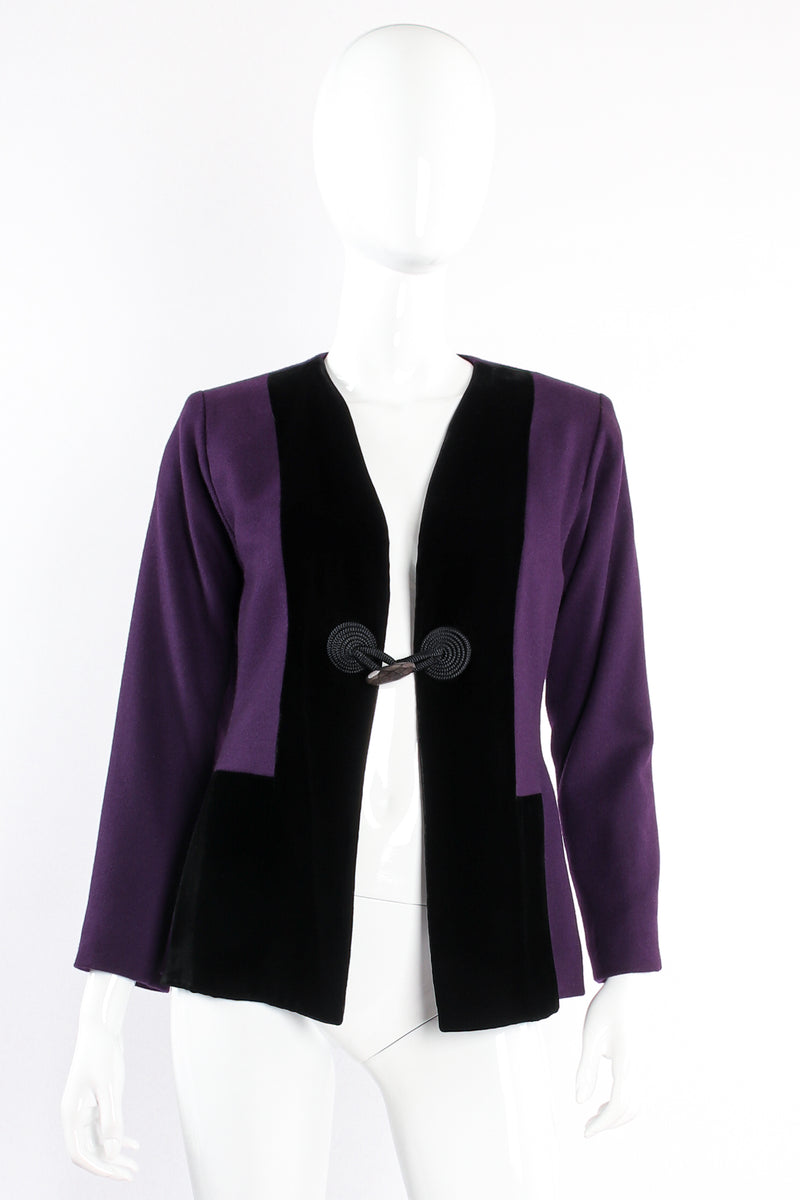 Vintage Yves Saint Laurent YSL Contrast Toggle Jacket Set on mannequin front at Recess Los Angeles