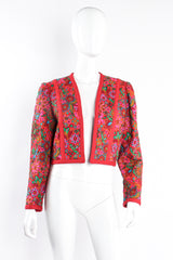 Vintage Yves Saint Laurent A/W1990 Runway Floral Quilt Crop Jacket on mannequin front at Recess LA