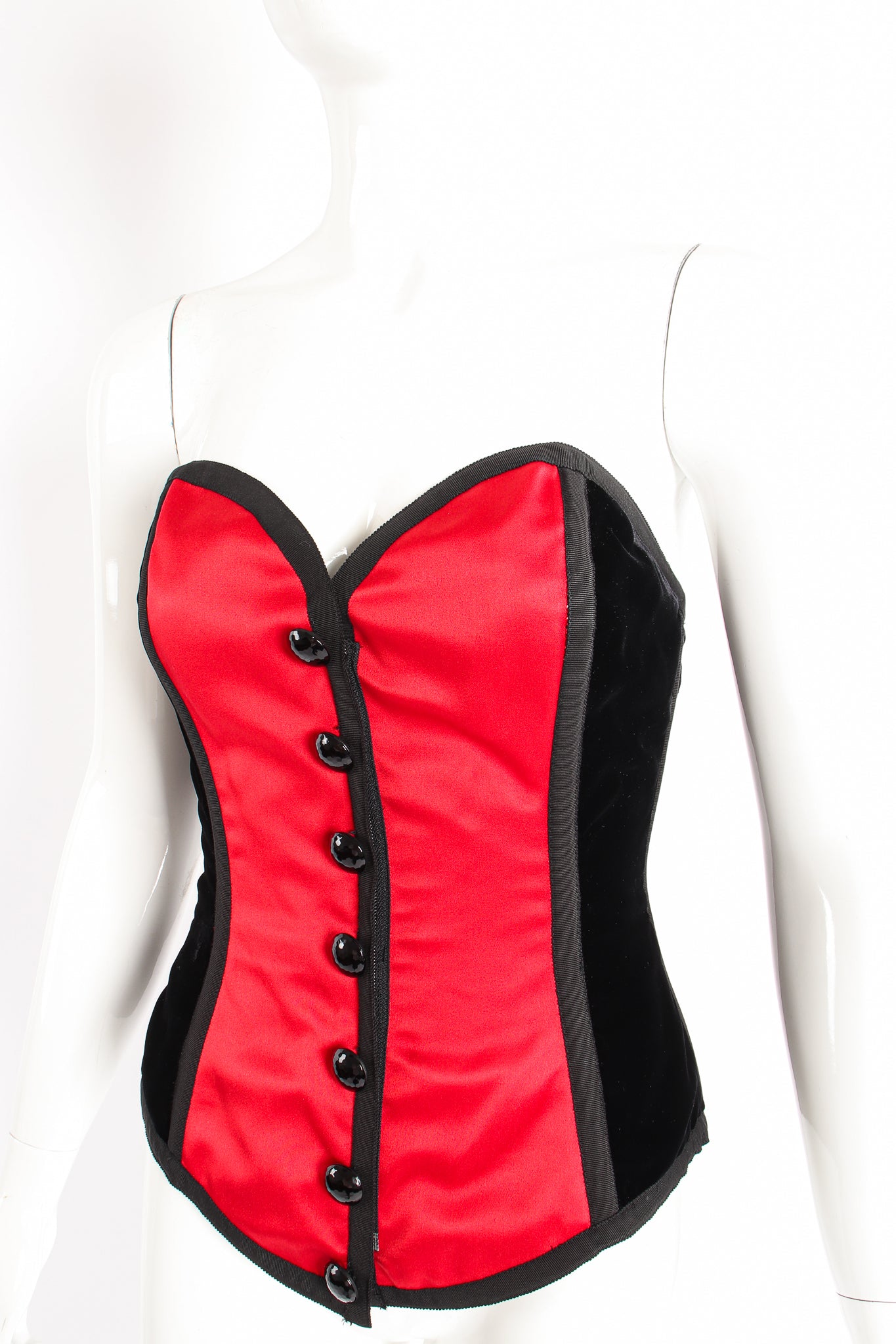 Vintage YSL Yves Saint Laurent Velvet Satin Corset on Mannequin crop at Recess Los Angeles