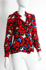 Vintage Yves Saint Laurent Poppy & Butterflies Wrap Blouse mannequin angle @ Recess LA