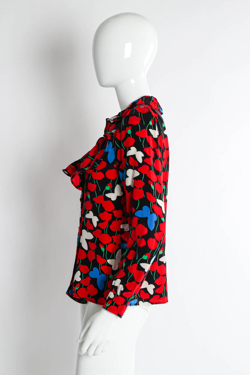 Vintage Yves Saint Laurent Poppy & Butterflies Wrap Blouse mannequin side @ Recess LA