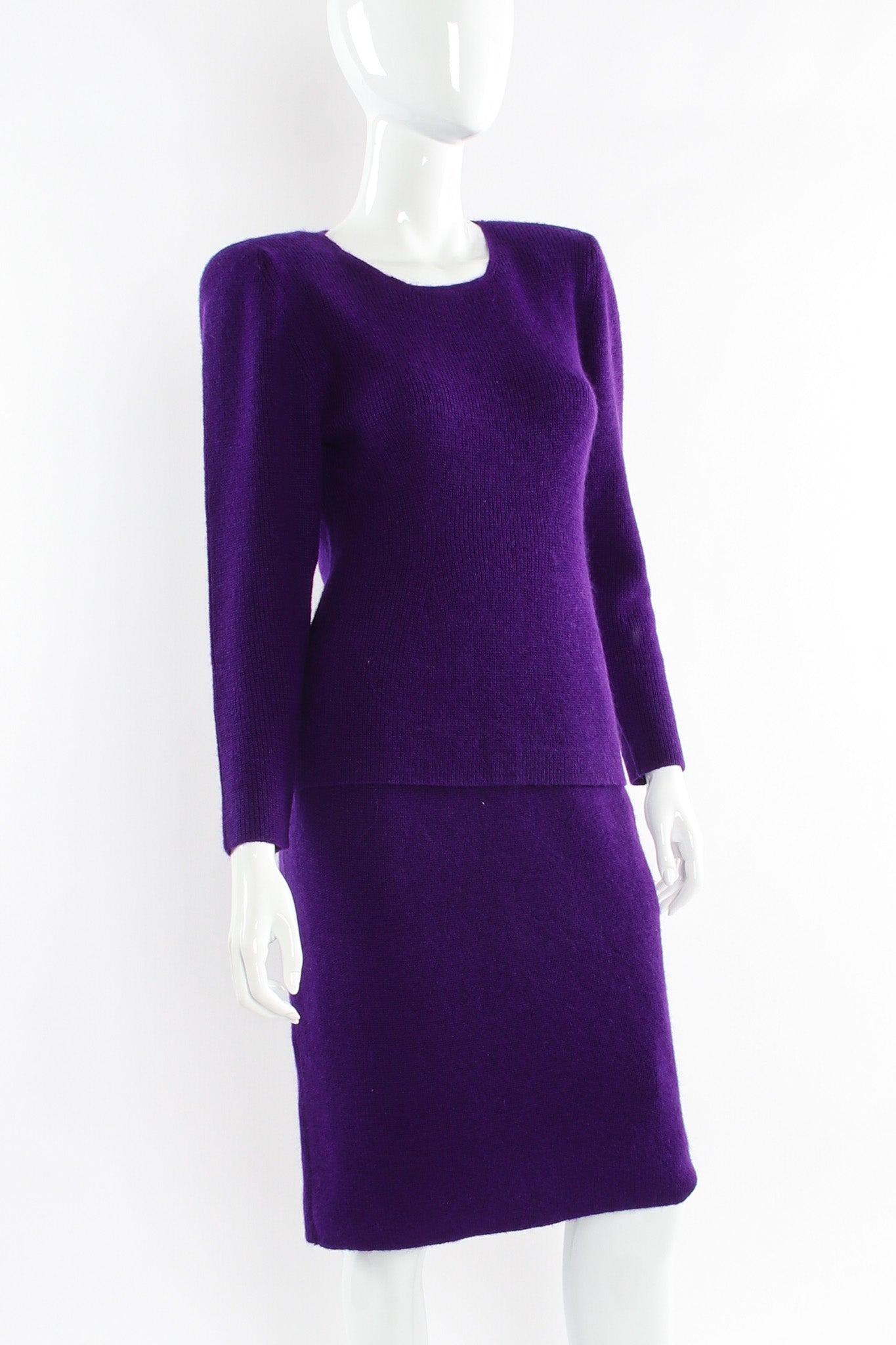 Vintage Yves Saint Laurent Sweater & Skirt Wool Blend Set mannequin close angle @ Recess LA