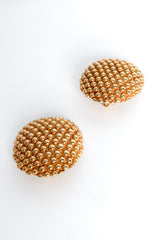 Vintage Yves Saint Laurent Studded Oval Dome Earrings diagonal close @ Recess LA