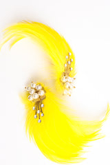 Vintage Les Folies Feather Fan Earrings at Recess Los Angeles