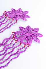 Vintage Yohai Purple Flower Fringe Earring detail at Recess Los Angeles