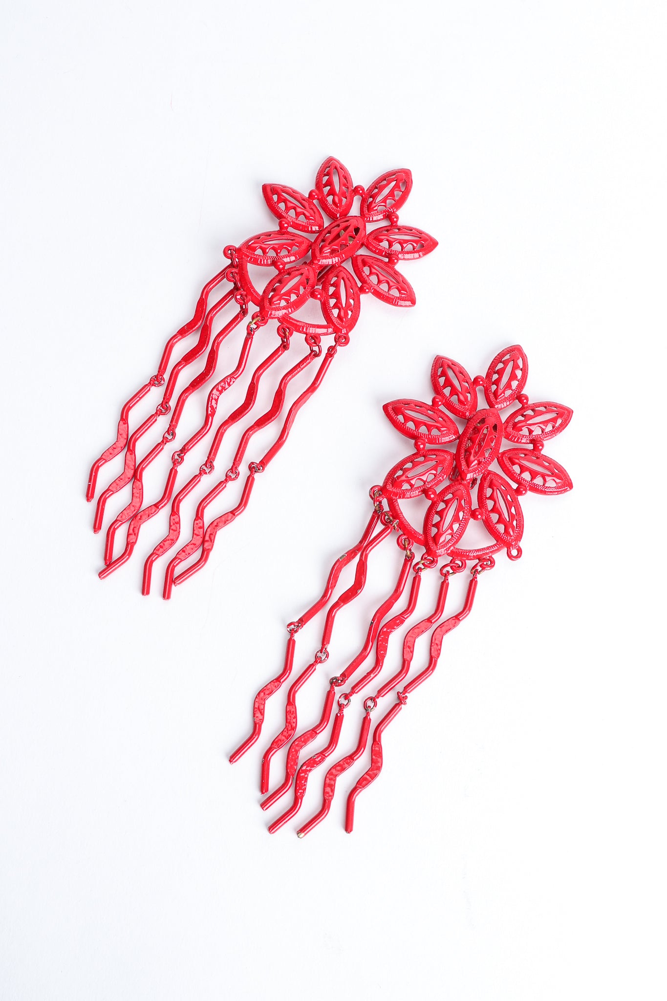 Vintage Yohai Red Flower Fringe Earring at Recess Los Angeles