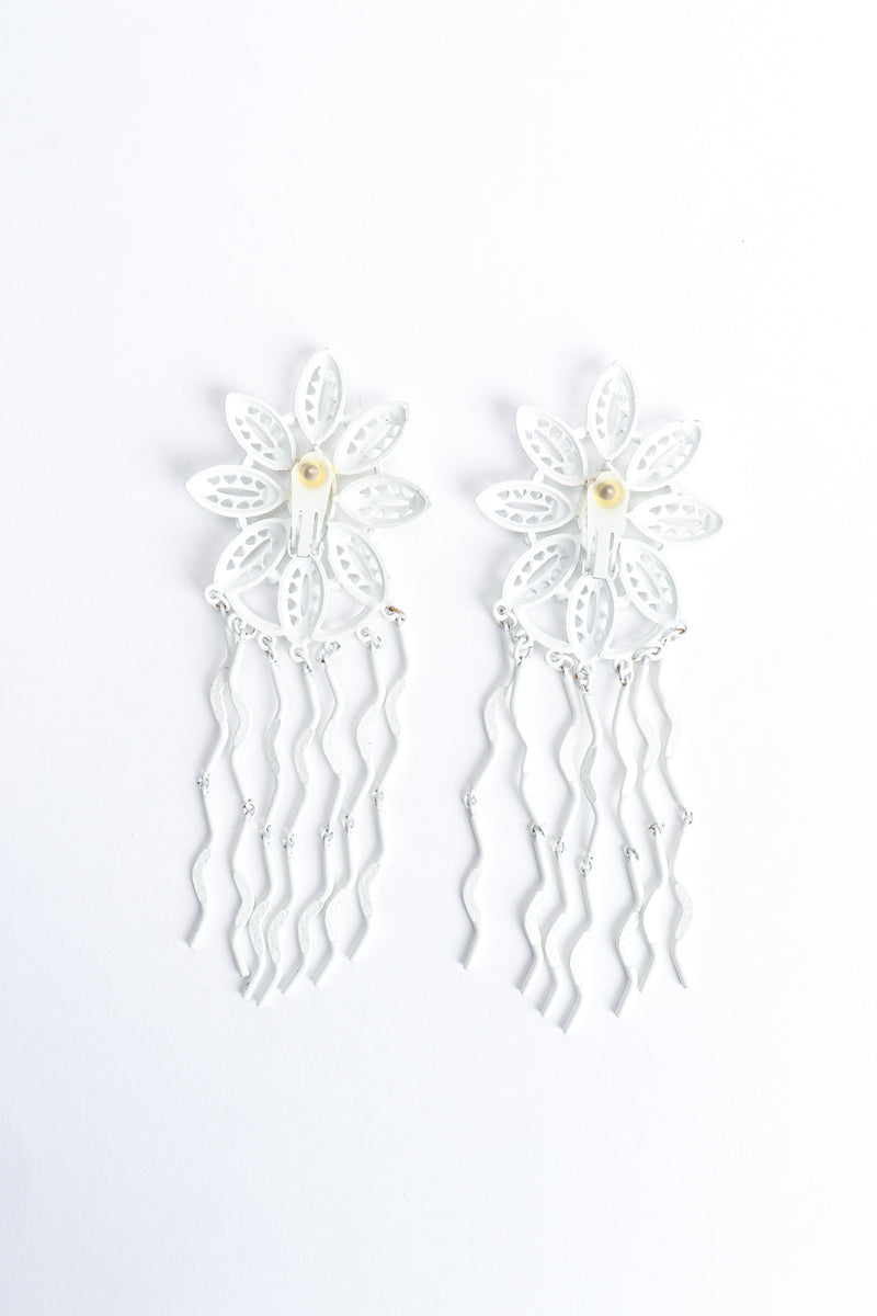 Vintage Yohai White Flower Fringe Earring backside at Recess Los Angeles